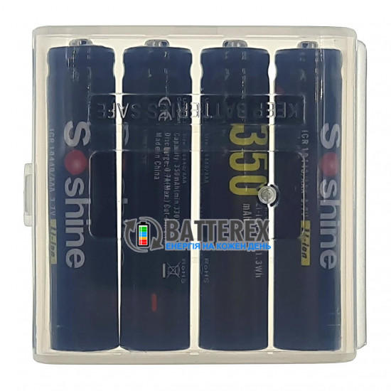 Акумулятор 10440 AAA Li-ion 3.7V Soshine ICR 350mah 2A без плати захисту