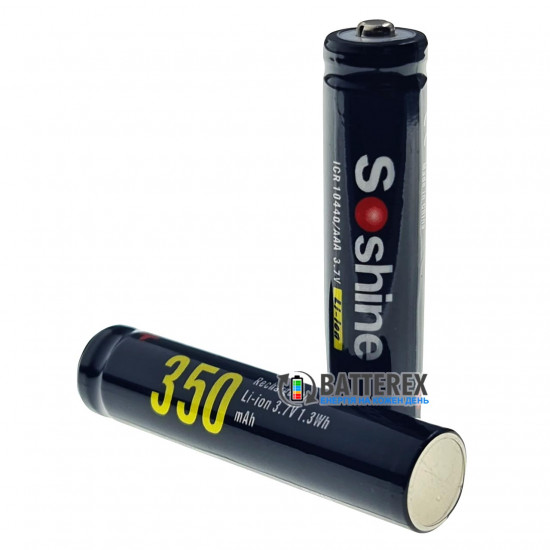 Акумулятор 10440 AAA Li-ion 3.7V Soshine ICR 350mah 2A без плати захисту