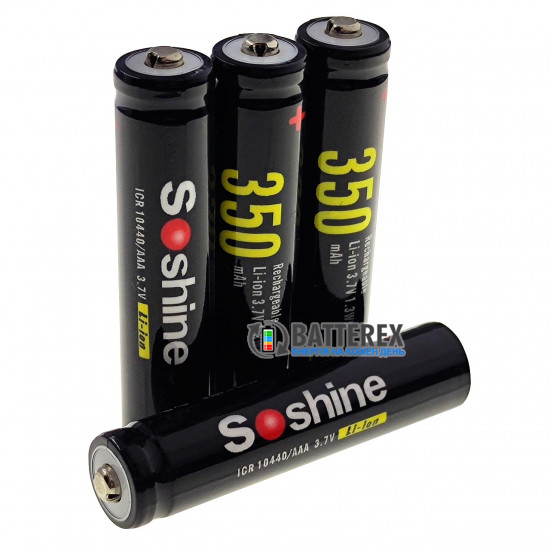 Акумулятор 10440 AAA Li-ion 3.7V Soshine ICR 350mah 2A без плати захисту
