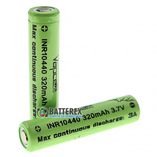 Акумулятор 10440 AAA Li-ion 3.7V Vapcell INR 320mah 3A без плати захисту