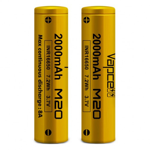 16650 Vapcell INR M20 2000mah 3.7V 8A без захисту