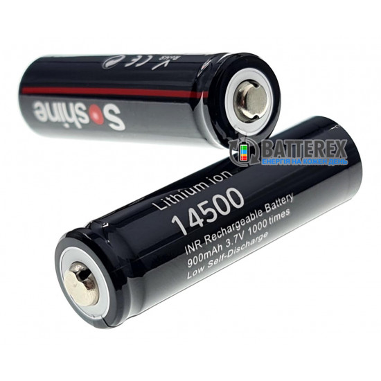 Аккумулятор 14500 Soshine 900mah 3.7V 2.7A Button Top без захисту