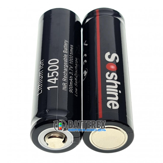 Аккумулятор 14500 Soshine 900mah 3.7V 2.7A Button Top без захисту