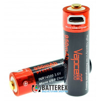 14500 Vapcell 950mah 3,6V Protected micro USB - с защитой и зарядкой от USB