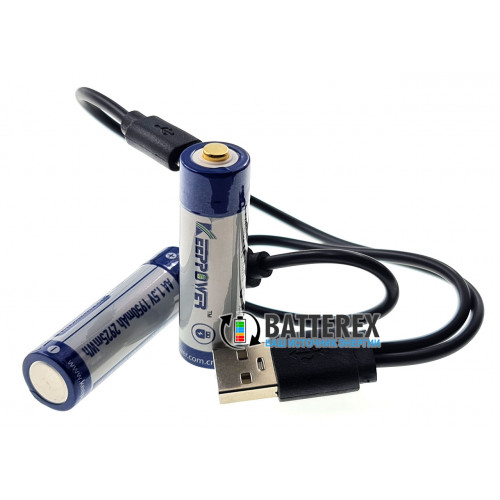 AA Li-ion Keeppower 1950mah 1.5V Protected micro USB - литиевый АА аккумулятор с постоянным напряжением 1.5V с зарядкой от USB