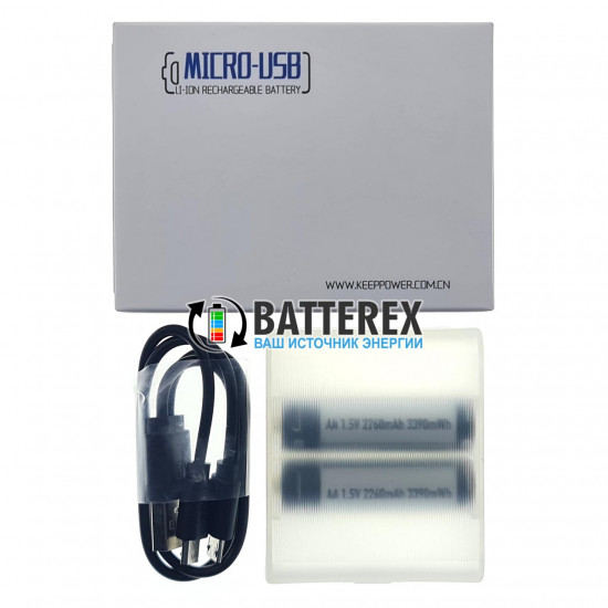 Литиевый АА аккумулятор Li-ion 1.5V Keeppower 2260mah с зарядкой от USB