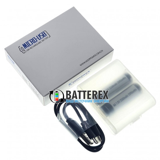 Литиевый АА аккумулятор Li-ion 1.5V Keeppower 2260mah с зарядкой от USB