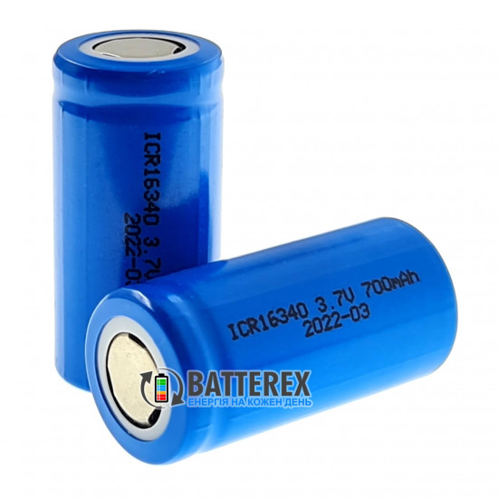 Акумулятор 16340 CR123A Li-ion Batimex 700mah 3.7V 1.4A Flat Top без захисту