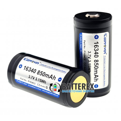 16340 CR123A Keeppower 850mah 3,7V Protected с платой защитой