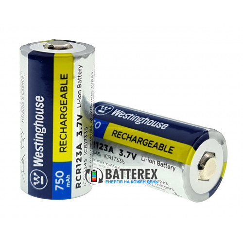 16340 CR123A Westinghouse 750mah 3.7V 2A Button Top без захисту