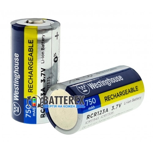 16340 CR123A Westinghouse 750mah 3.7V 2A Button Top без захисту