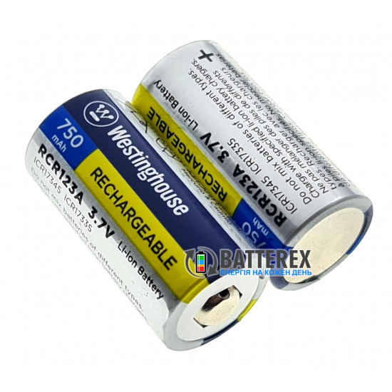 Акумулятор 16340 CR123A Li-ion Westinghouse 750mah 3.7V 2A Button Top без захисту
