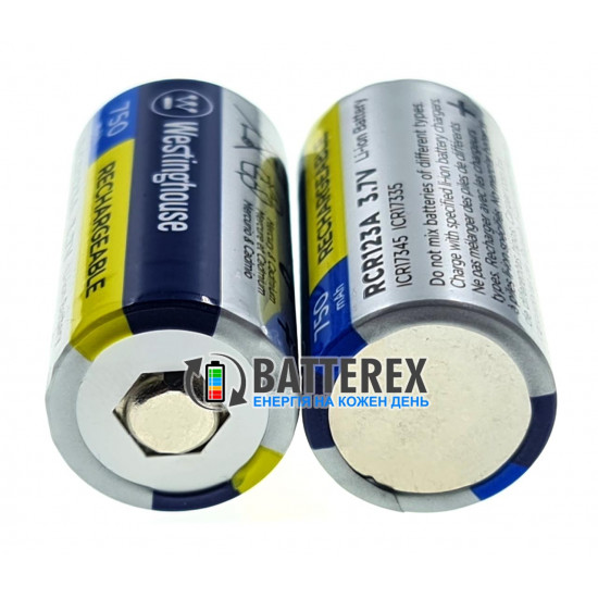Акумулятор 16340 CR123A Li-ion Westinghouse 750mah 3.7V 2A Button Top без захисту