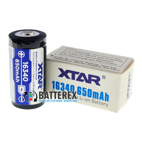 16340 CR123A XTAR 650mah 3,7V Protected с защитой