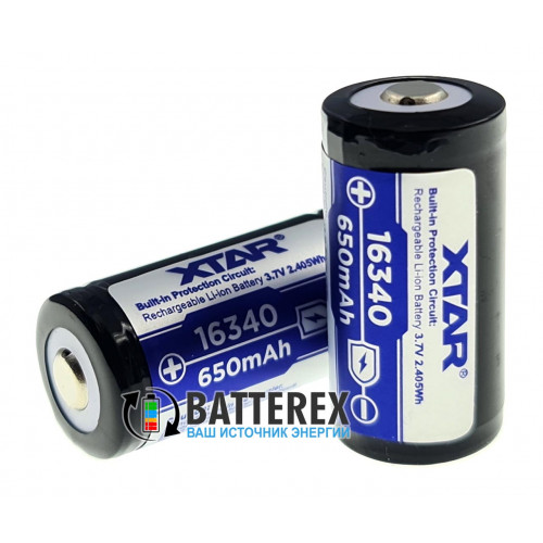 16340 CR123A XTAR 650mah 3,7V Protected с защитой