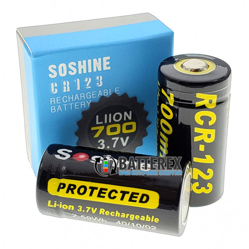 16340 CR123A Soshine 700mah 3,7V с защитой