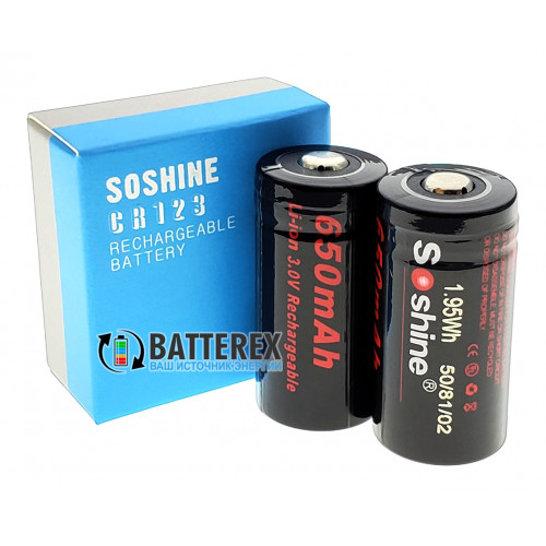 16340 CR123A Soshine 650mah 3,0V