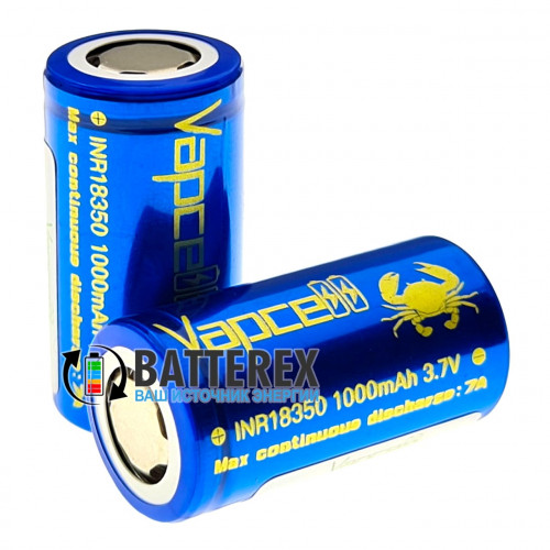 18350 Vapcell INR 1000mah 3,6V 7A высокотоковый