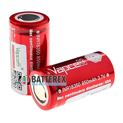 18350 Vapcell INR 850mah 3,6V 10A высокотоковый
