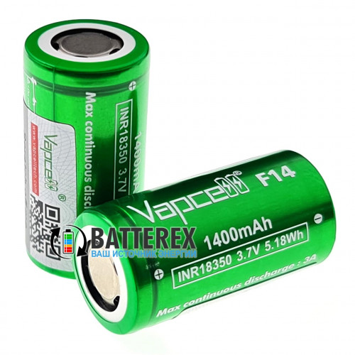 18350 Vapcell F14 INR 1400mah 3,6V 3A максимальная ёмкость
