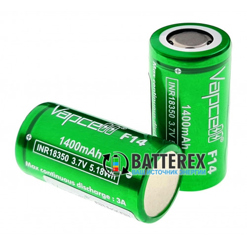 18350 Vapcell F14 INR 1400mah 3,6V 3A максимальная ёмкость