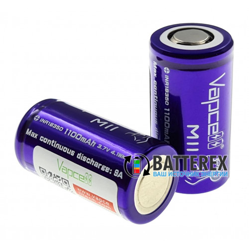 18350 Vapcell M11 INR 1100mah 3.6V 9A высокотоковый