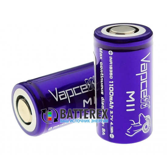 Аккумулятор 18350 Vapcell M11 1100mah 3.6V 9A высокотоковый