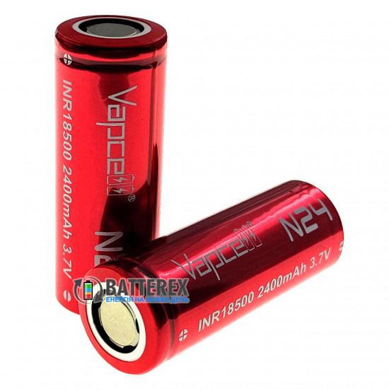 Акумулятор 18500 Vapcell INR N24 2400mah 3.7V 5A без захисту
