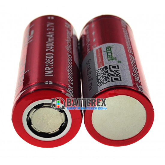 Акумулятор 18500 Vapcell INR N24 2400mah 3.7V 5A без захисту