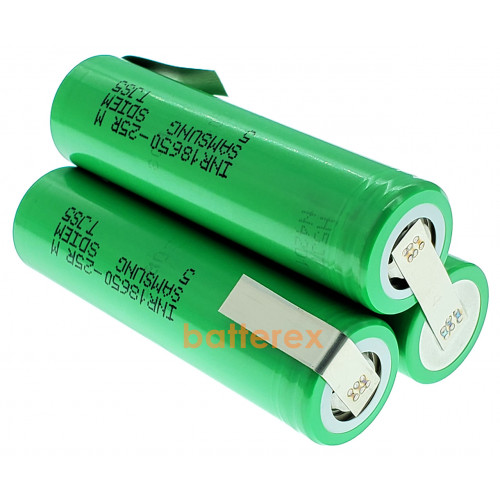 Сборка 3S 11.1-12.6V 20A 2500mah из 3х аккумуляторов 18650 Samsung 25R для шуруповёрта (треугольная)