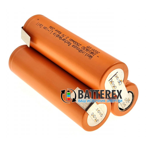 Сборка 3S 11.1-12.6V 20A 2500mah из 3х аккумуляторов 18650 Westinghouse 2500mah 20A для электроинструмента (треугольная)