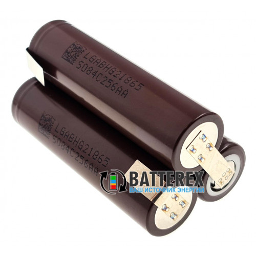 Сборка 3S 11.1-12.6V 20A 3000mah из 3х аккумуляторов 18650 LG HG2 для электроинструмента (треугольная)