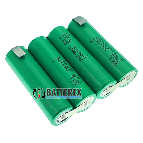 Сборка 4S 14.8-16.8V 20A 2500mah из 4х аккумуляторов 18650 Samsung 25R для шуруповёрта (плоская)
