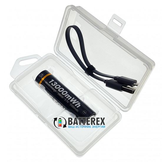 Акумулятор 18650 з зарядкой від USB Beston 3500mah 3,7V Protected із захистом + кейс для зберігання та зарядний кабель