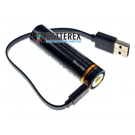 Акумулятор 18650 з зарядкой від USB Beston 3500mah 3,7V Protected із захистом + кейс для зберігання та зарядний кабель
