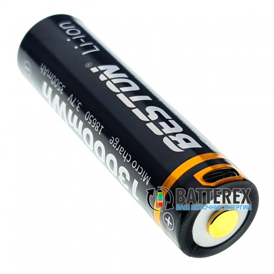 Акумулятор 18650 з зарядкой від USB Beston 3500mah 3,7V Protected із захистом + кейс для зберігання та зарядний кабель