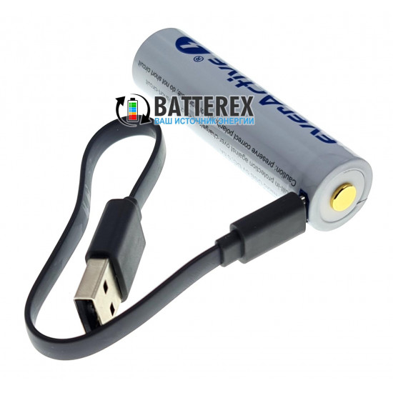 Акумулятор 18650 із зарядкою від USB Everactive 3200mah 3,7V Protected з захистом + кейс для зберігання та кабель для зарядки