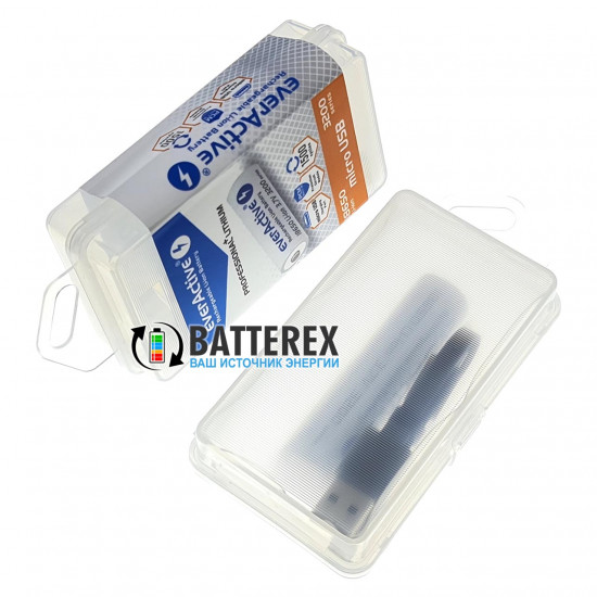 Акумулятор 18650 із зарядкою від USB Everactive 3200mah 3,7V Protected з захистом + кейс для зберігання та кабель для зарядки