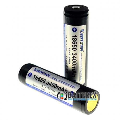 18650 KeepPower 3400mah 3,7V с защитой + бокс к каждым 2м аккумуляторам