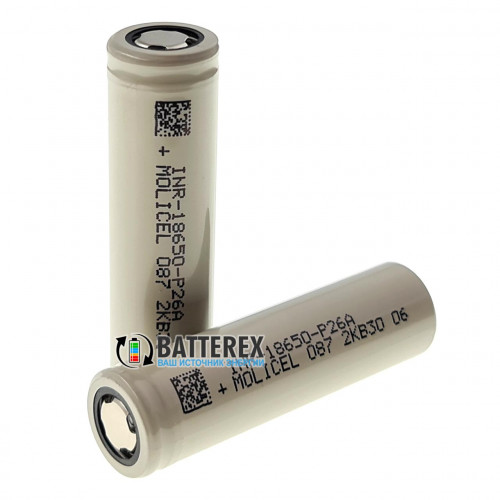 18650 Molicel INR P26A 2600mah 3.6V 35A высокотоковый (лучше чем Sony Murata VTC5A)