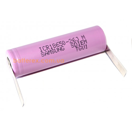 18650 Samsung 26J 2600mah 3,7V без защиты - под пайку