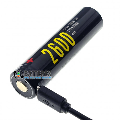 18650 Soshine 2600mah 3,7V Protected с защитой с зарядкой от micro-USB