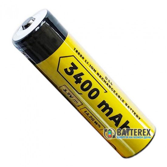 Акумулятор 18650 із виступаючим контактом плюс Vapcell INR B34 3400mah 3.6V 10A без захисту