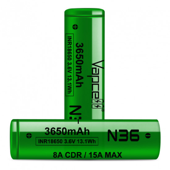 Акумулятор Li-ion 18650 Vapcell INR N36 3650mah 3.6V 8/15A високотоковий
