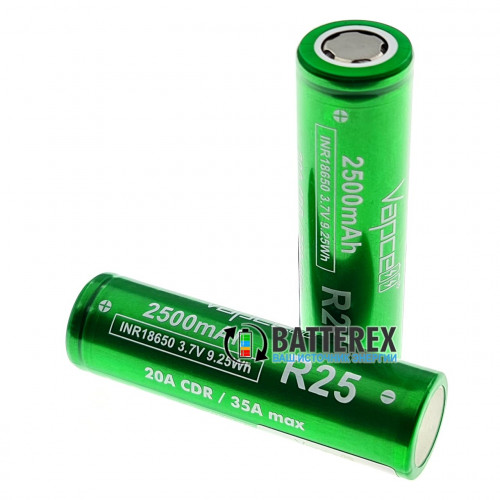 18650 Vapcell INR18650 R25 2500mah 3.7V 20A высокотоковый