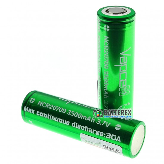 Акумулятор 20700 Vapcell INR20700 3500mah 30A високотоковий