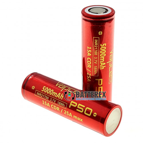 21700 Vapcell INR P50 5000mah 3.7V 15/25A высокотоковый - реальная ёмкость и токоотдача