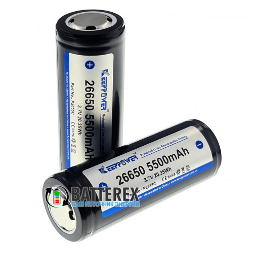 26650 Keeppower 5500mah 3,7V 10A Protected - с защитой