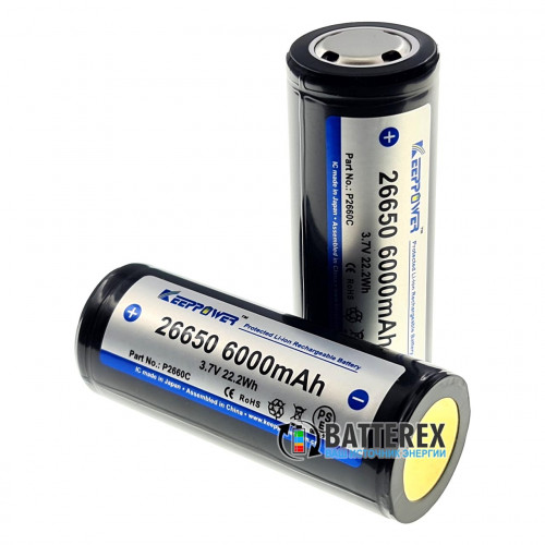26650 Keeppower 6000mah 3,7V 10A Protected - с защитой