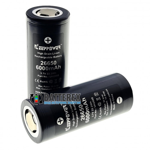 26650 Keeppower IMR 6000mah 3,7V высокотоковый 20A без защиты